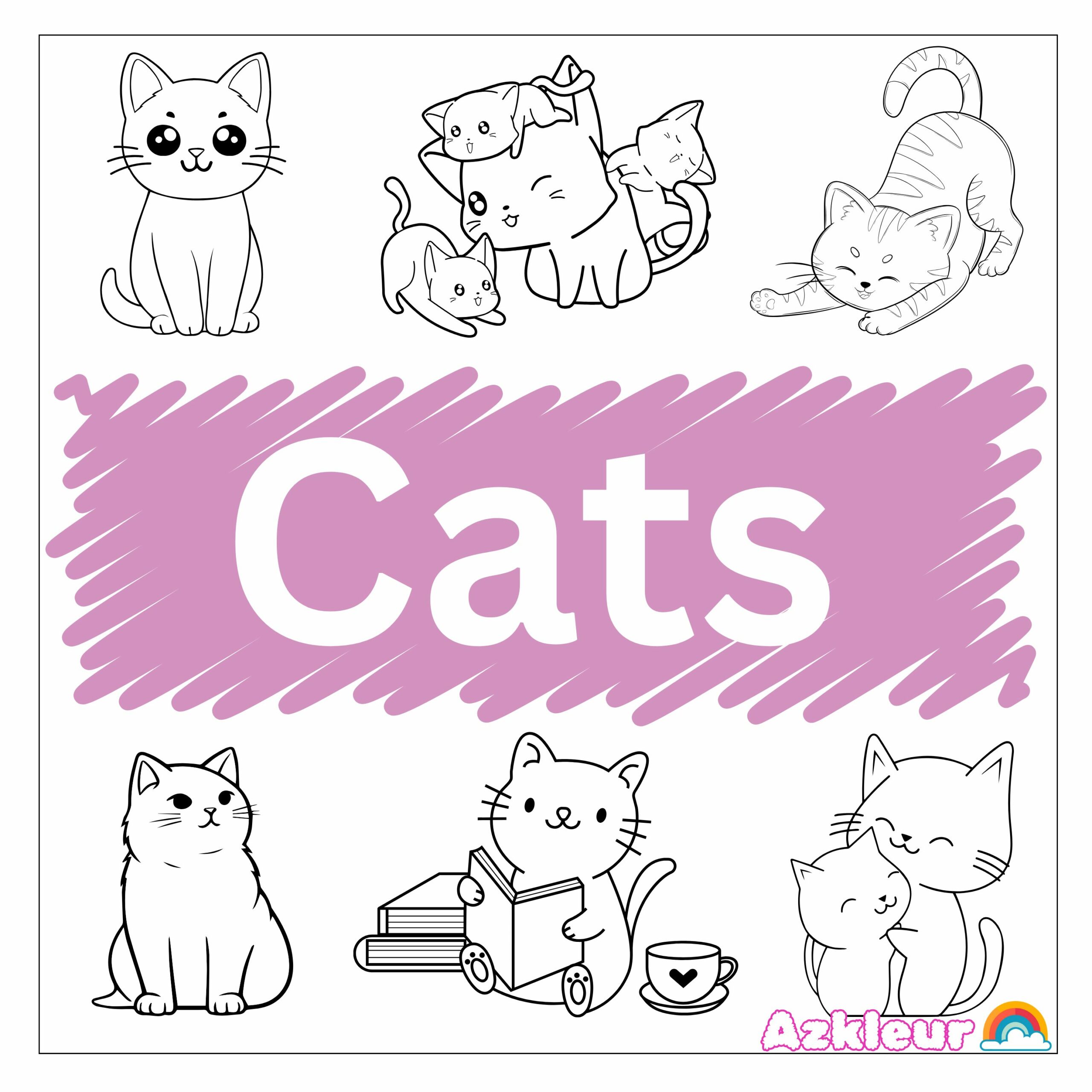 Página para colorear de gato