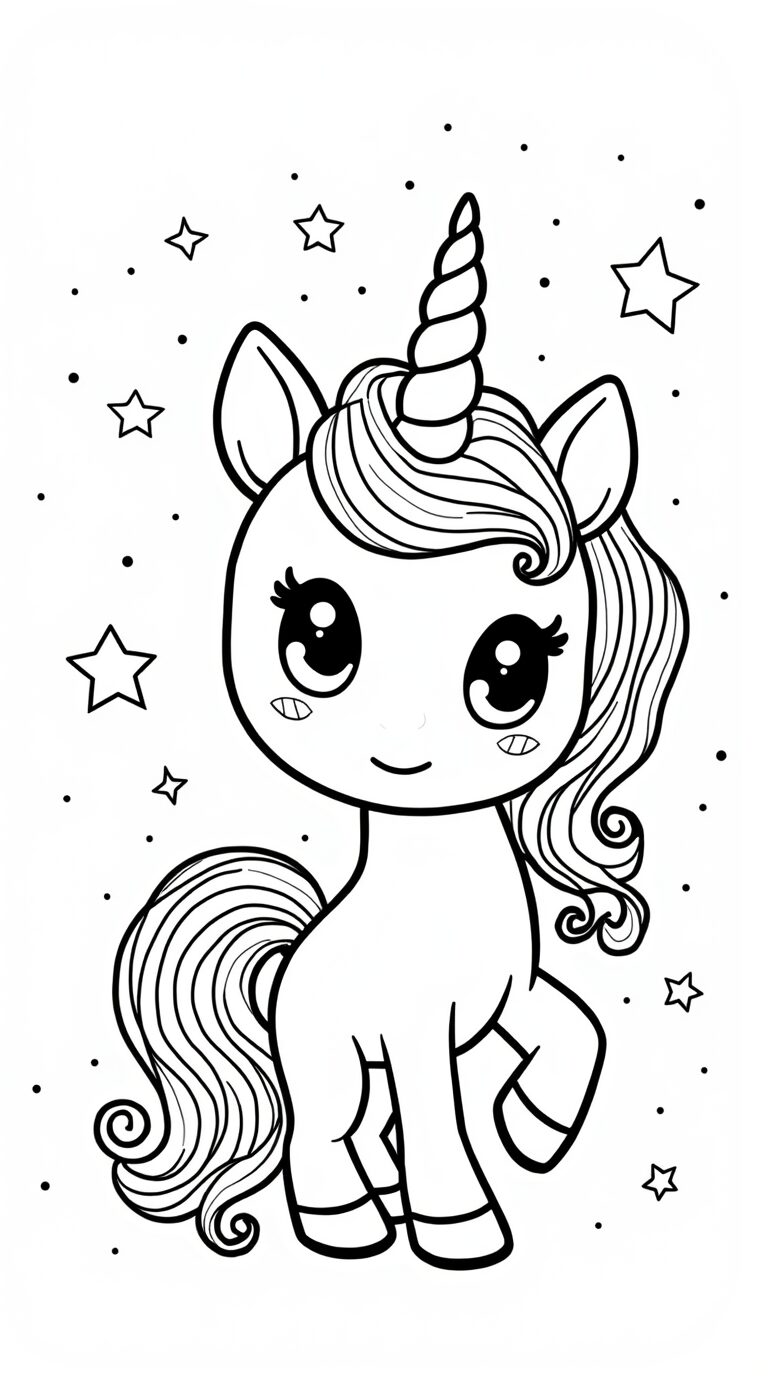 Unicorni da Colorare stelle lune