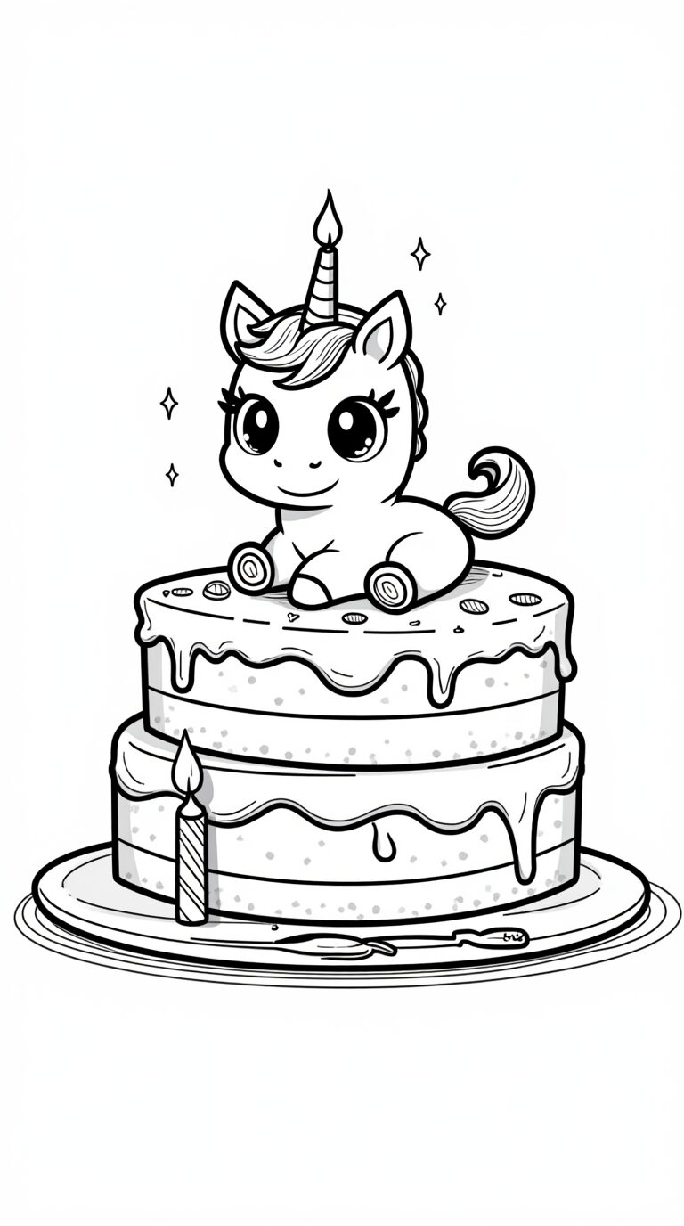 Unicorni da Colorare torta unicorno