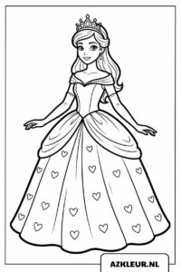 Princesa con un hermoso vestido de baile - página para colorear.jpg
