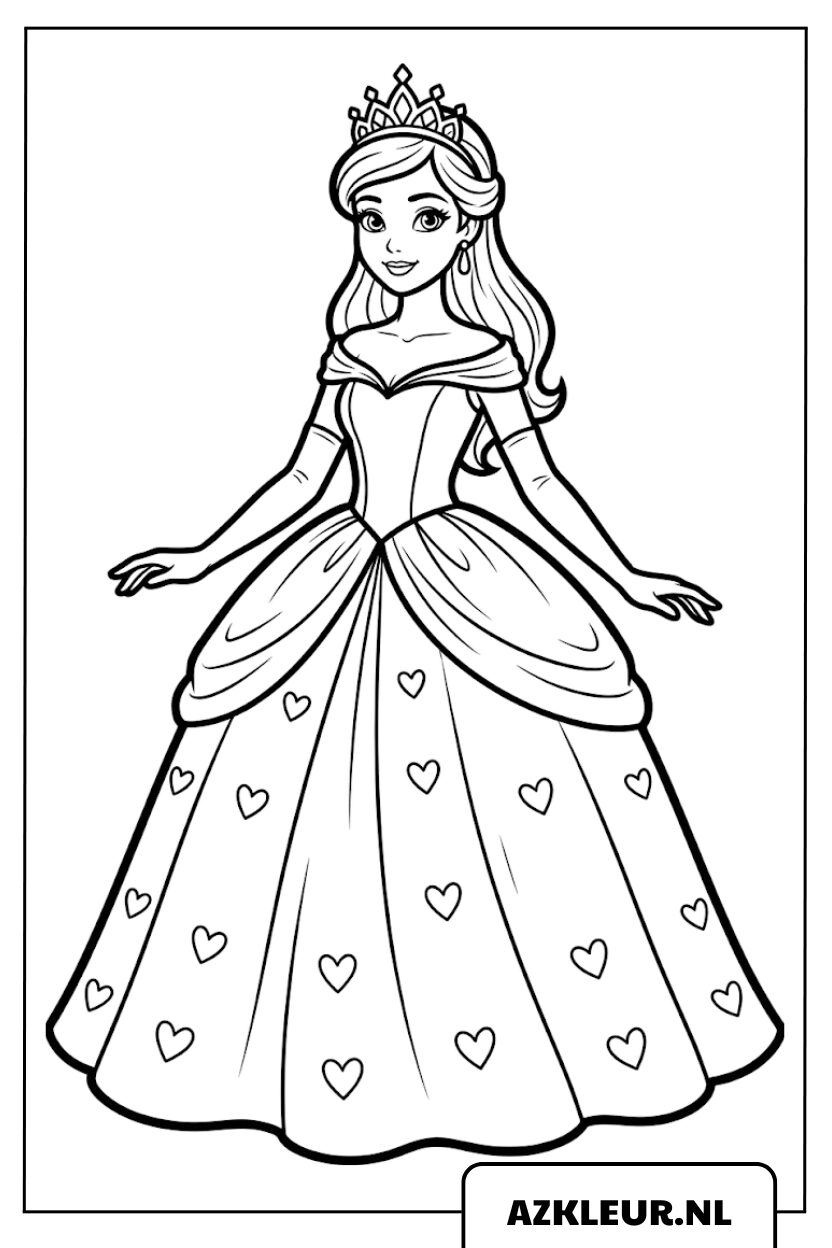 Prinses in mooie baljurk kleurplaat.jpg