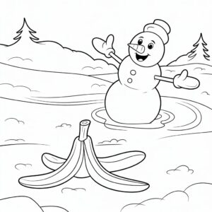 Pupazzo di neve sorpresa in scatola regalo da colorare
