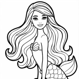 barbie mermaid kleurplaat