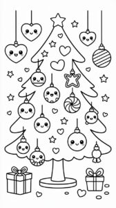 Süßer Weihnachtsbaum Malvorlage kostenlos