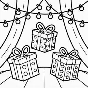 Einfache Weihnachtsgeschenke Malvorlage kostenlos