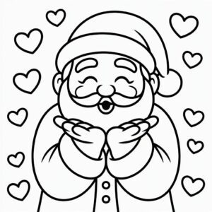 Weihnachtsmann mit Herzen Malvorlage kostenlos
