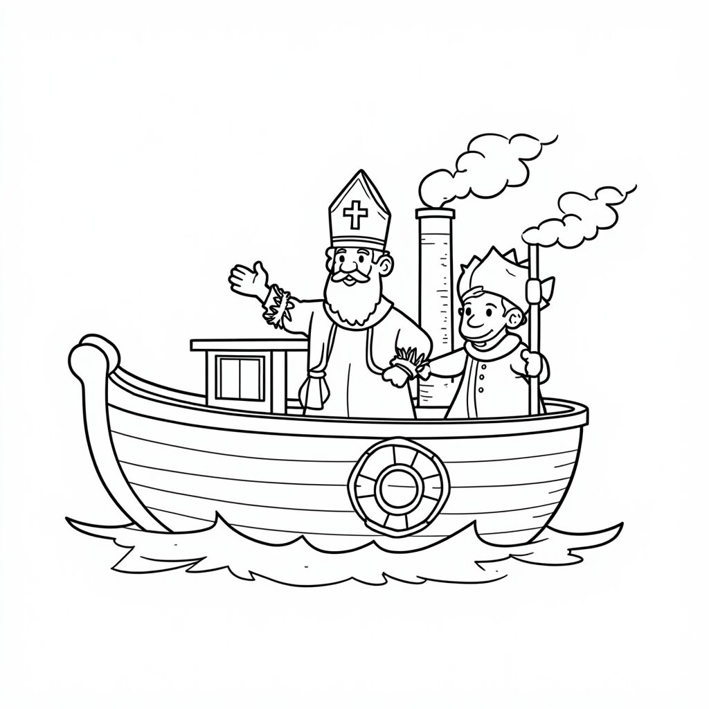 kleurplaat sinterklaas stoomboot
