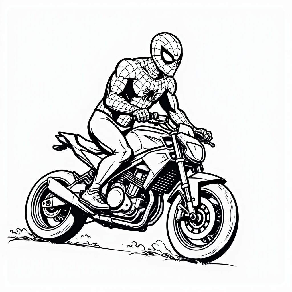 kleurplaat spiderman motor