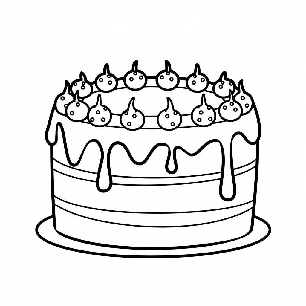 color page birthday cake