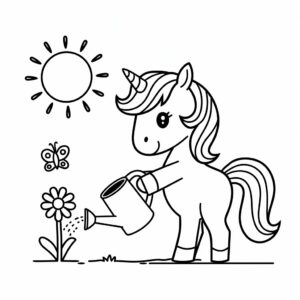 unicorn and rainbow coloring page