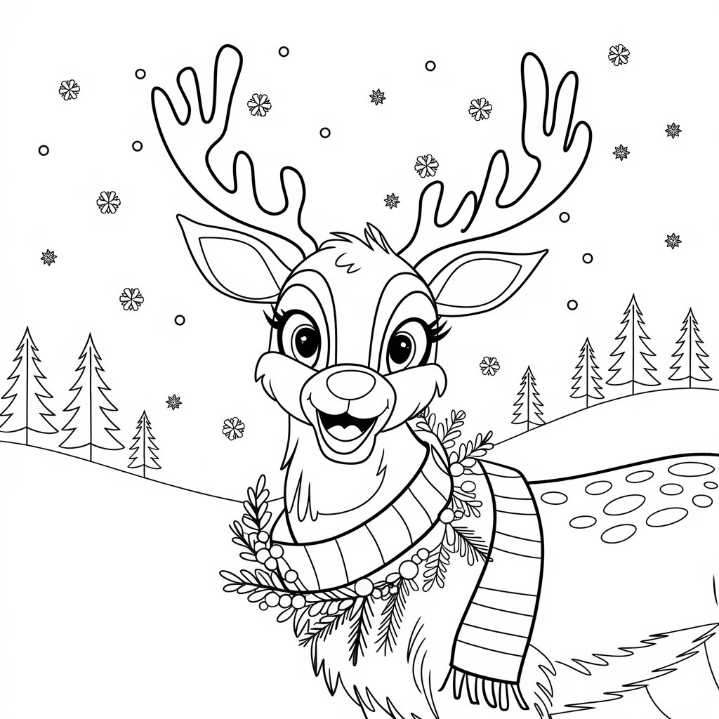 ausmalbild weihnachten rentier