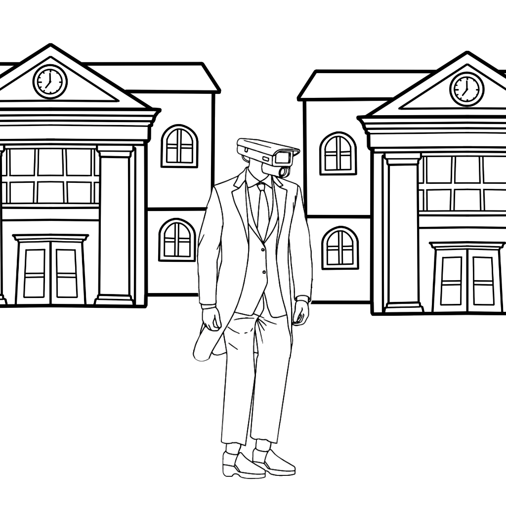 Cameraman Skibidi kleurplaat gratis PDF