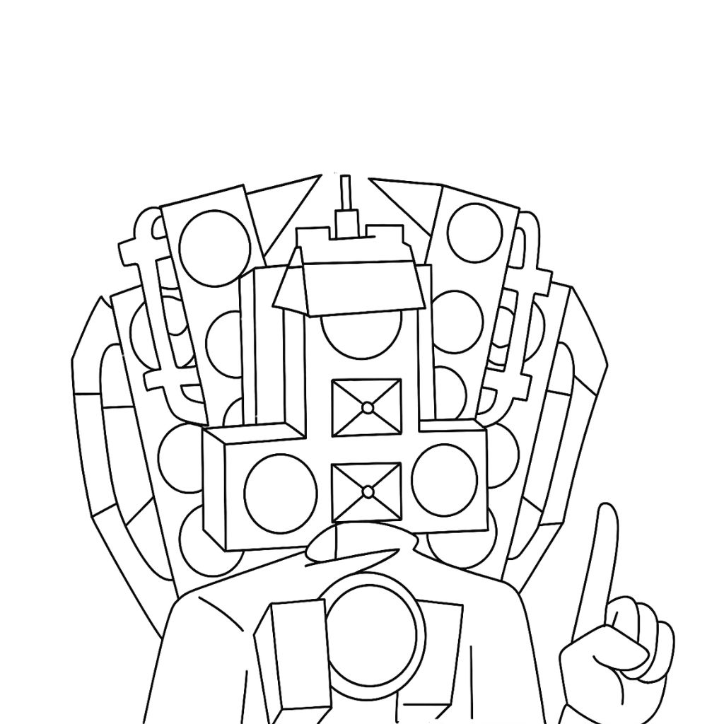 Coloriage du combat entre Skibidi Toilet et Cameraman gratuit à imprimer