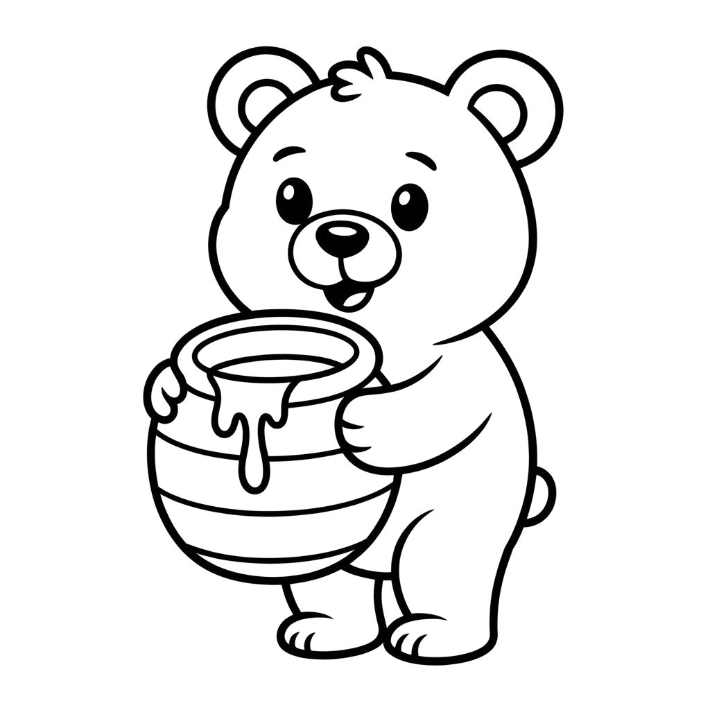 Coloriage ours et miel gratuit