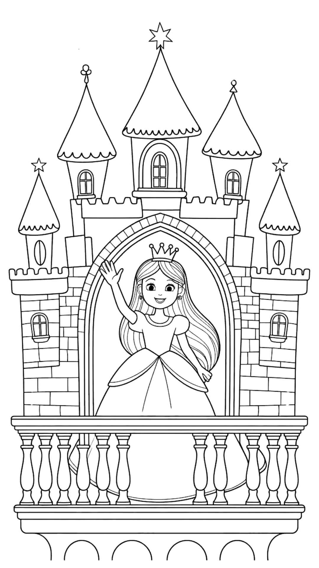 Dessin Princesse au château la nuit à imprimer free