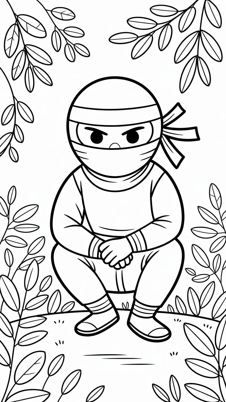 Downloadbare Forest Camouflage Ninja kleurplaat