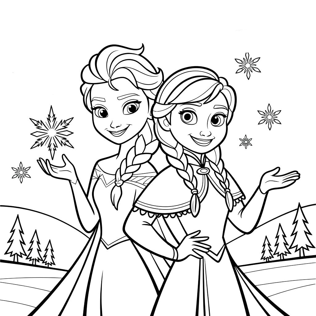 Elsa et Anna dessins à imprimer PDF