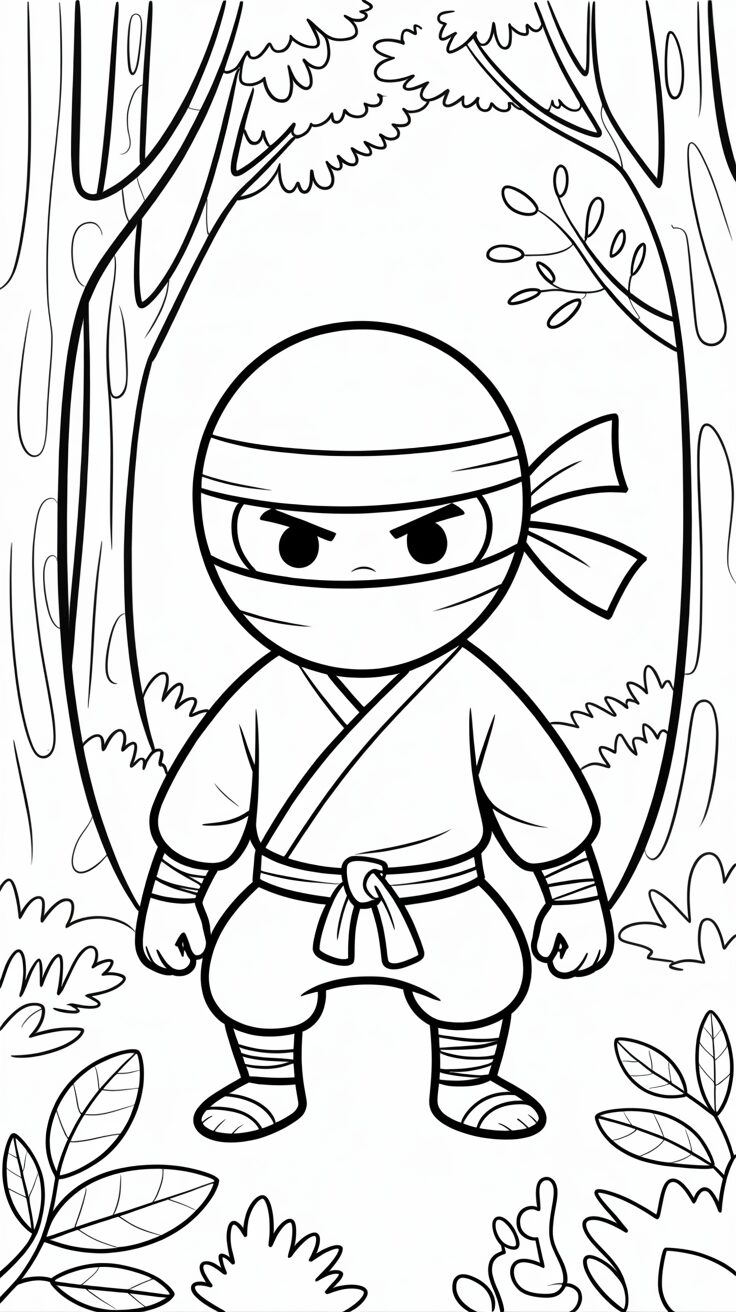 Forest Camouflage Ninja kleurplaat gratis te downloaden