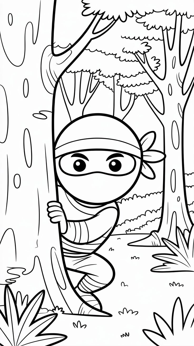 Forest Camouflage Ninja kleurplaat om te printen