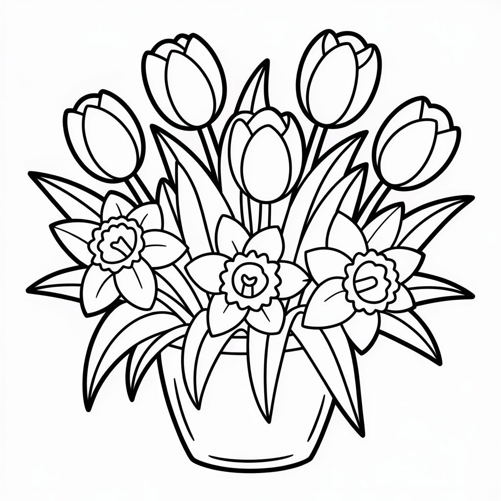 Coloriages de fleurs de printemps en PDF