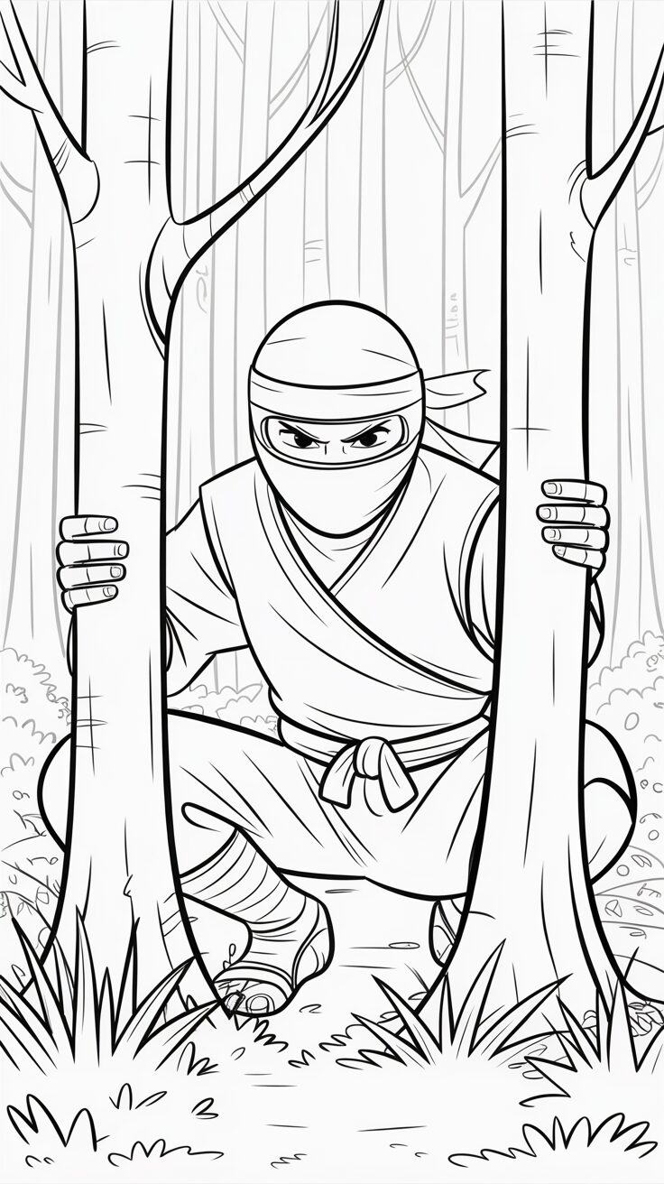 Gratis Forest Camouflage Ninja kleurplaat