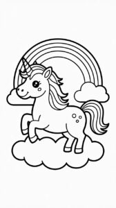 PDF gratuit de licornes au pays de l’arc-en-ciel à colorier