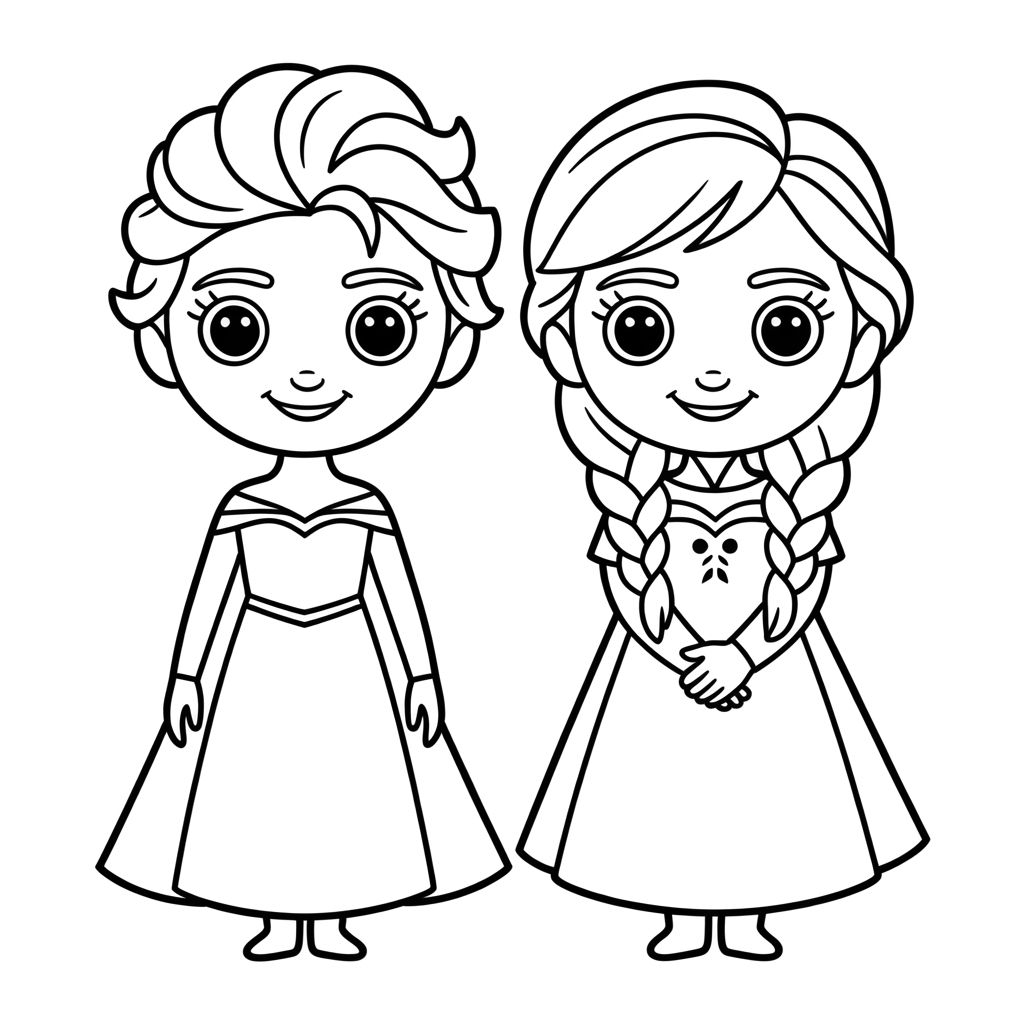 Images de coloriage Elsa et Anna free download