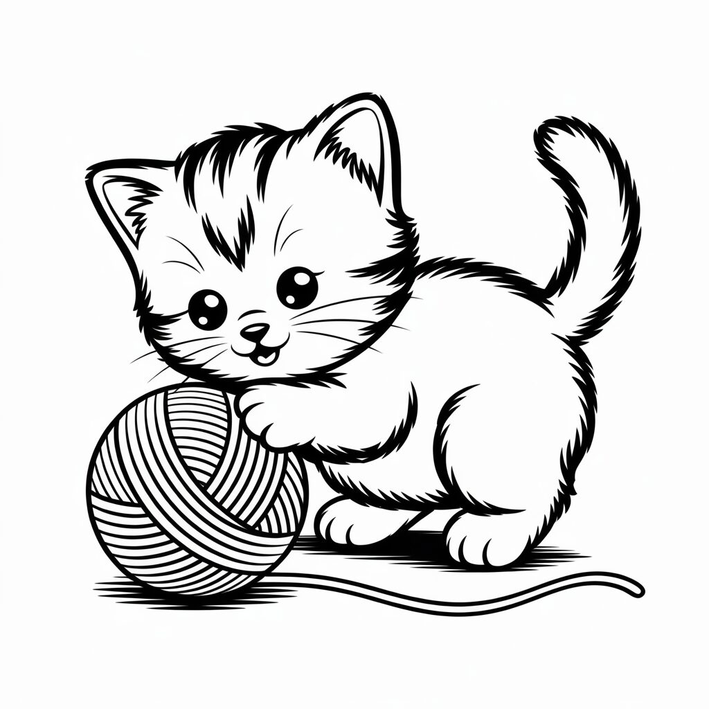 Kätzchen mit Wollknäuel Download kostenlos