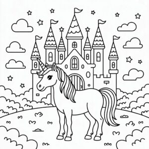 Scènes magiques de licornes en coloriages gratuits à imprimer