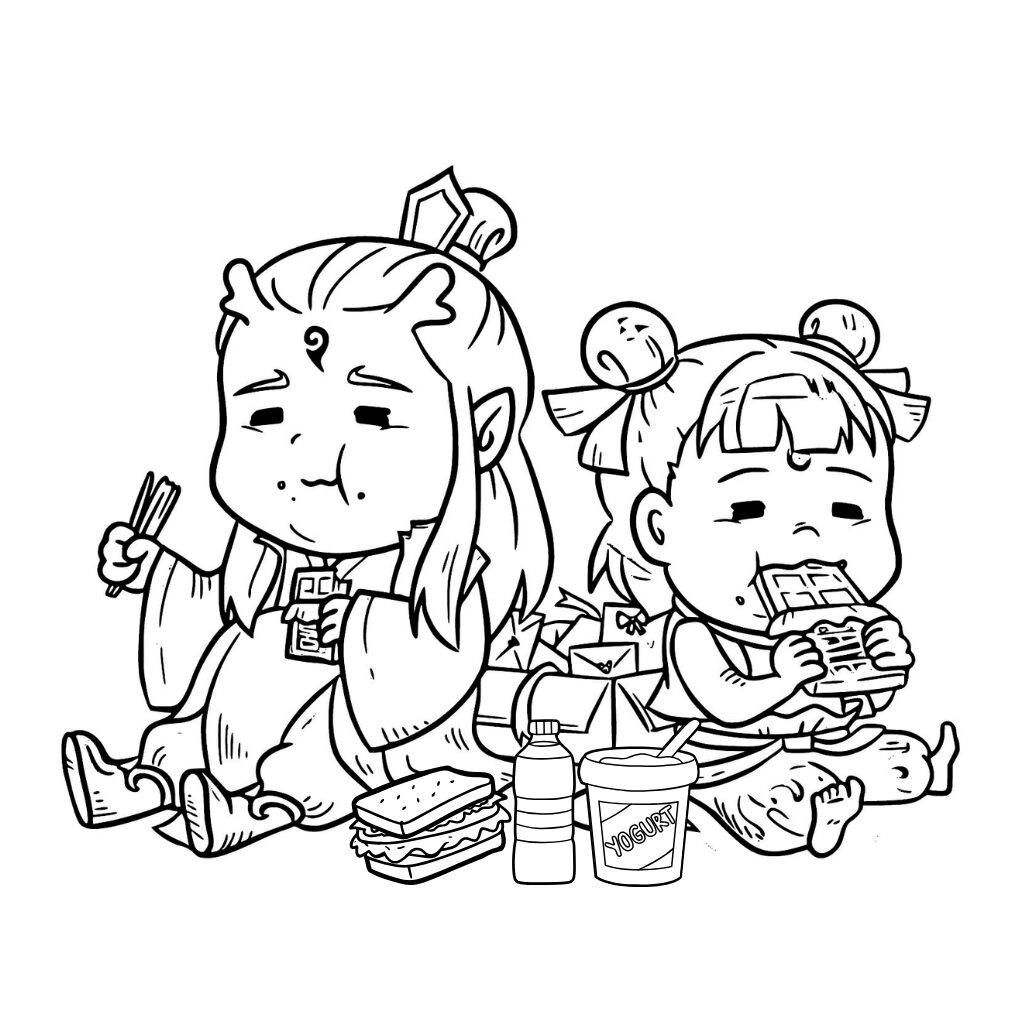 Ne Zha en Ao Bing kleurplaten – gratis te printen