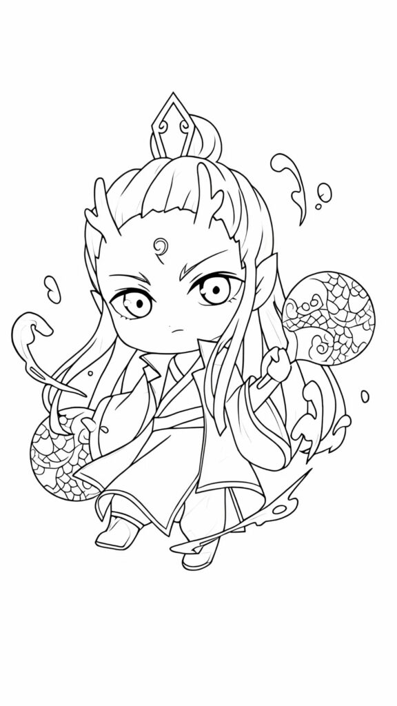 Ne Zha printable coloring pages in PDF format