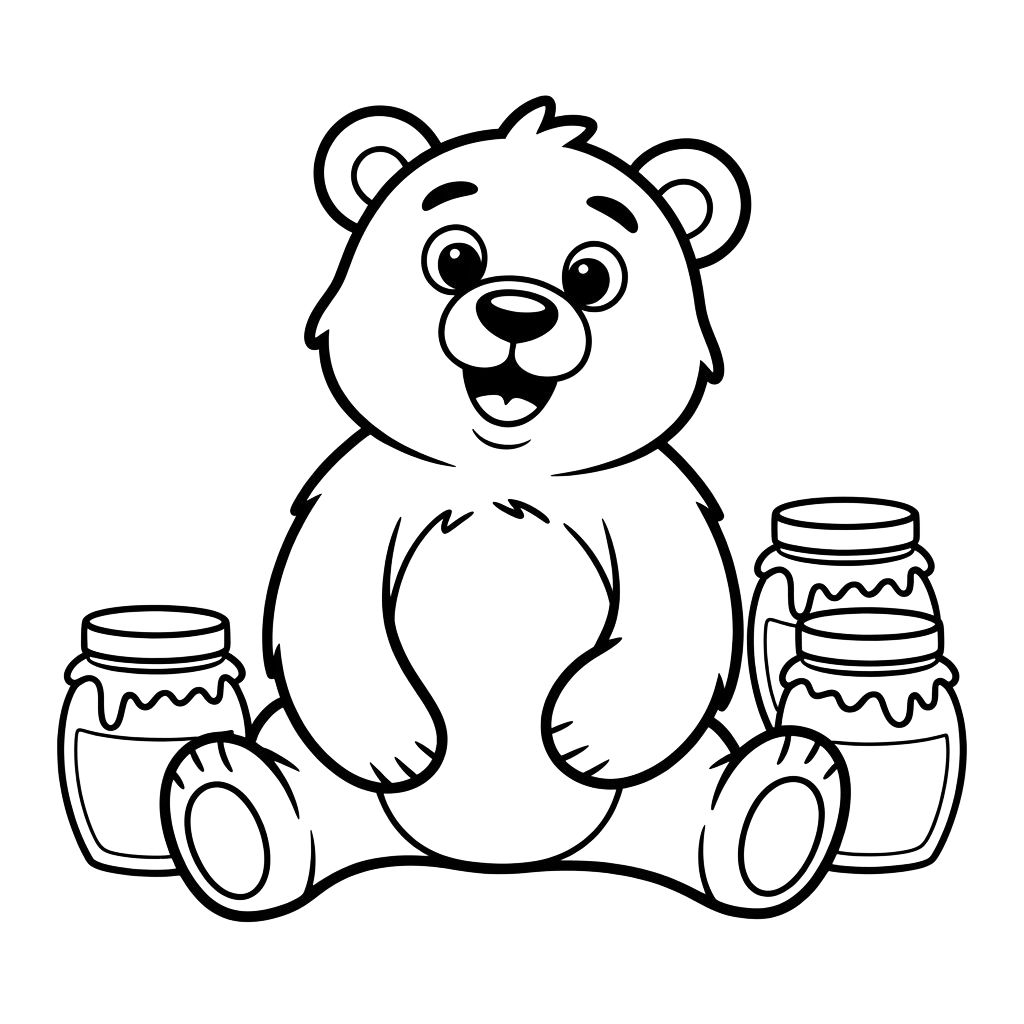 Ours et miel coloriage à télécharger