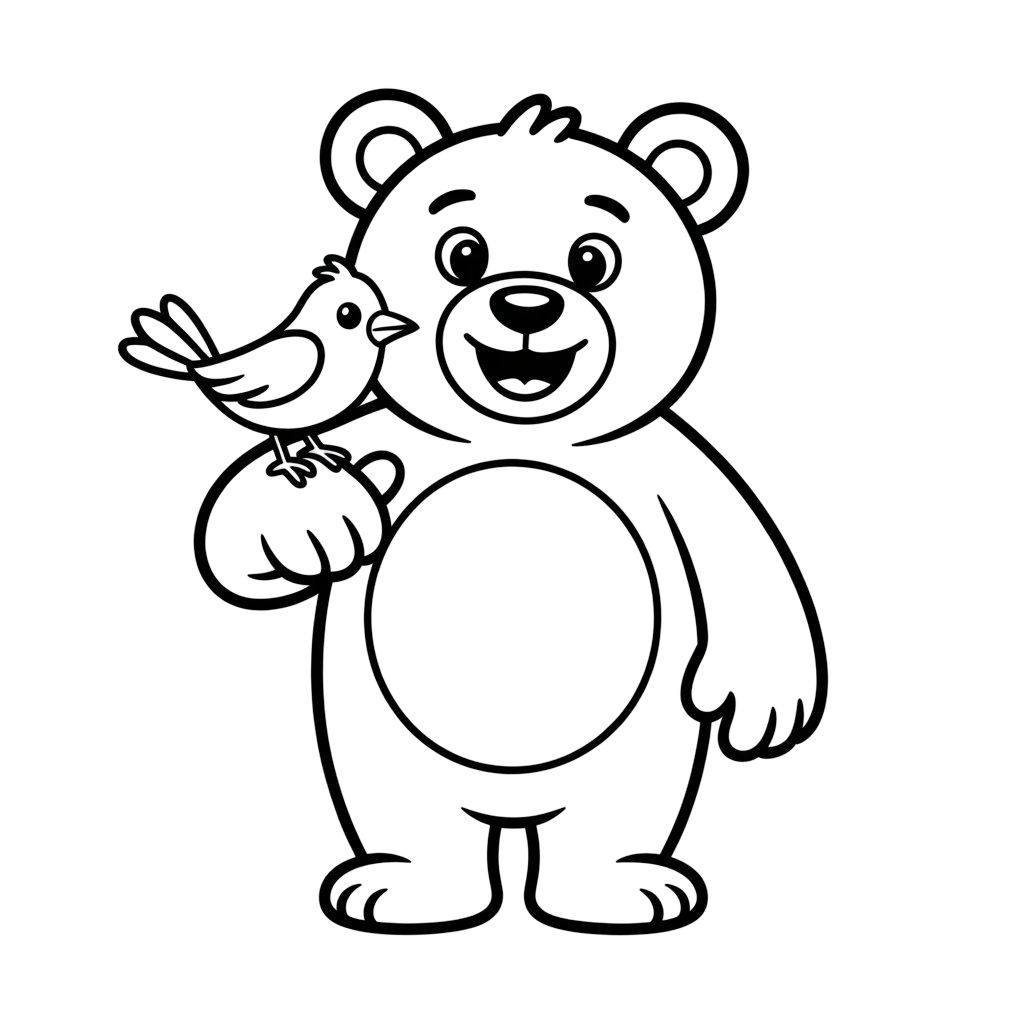 Page de coloriage ours et amis à imprimer