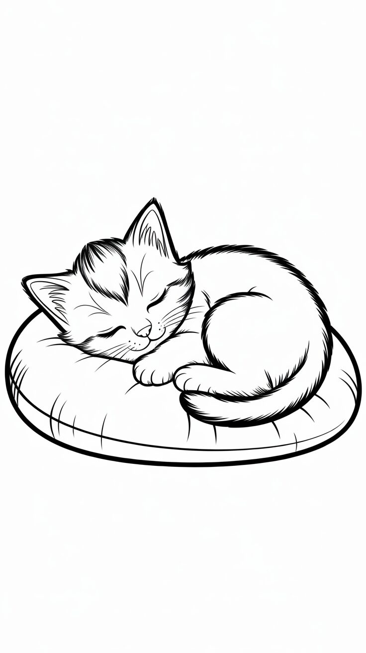 Schlafendes Kätzchen auf dem Kissen kostenlos