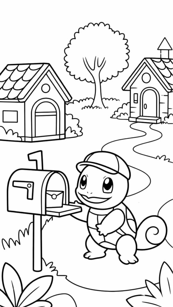 Squirtle working as a mail carrier