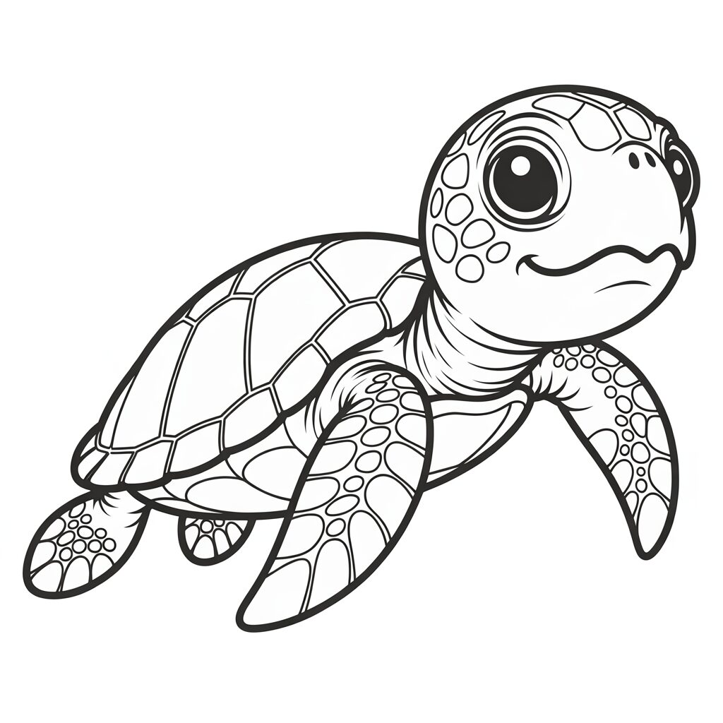 Süße Meeresschildkröte Print-Vorlage für Kinder