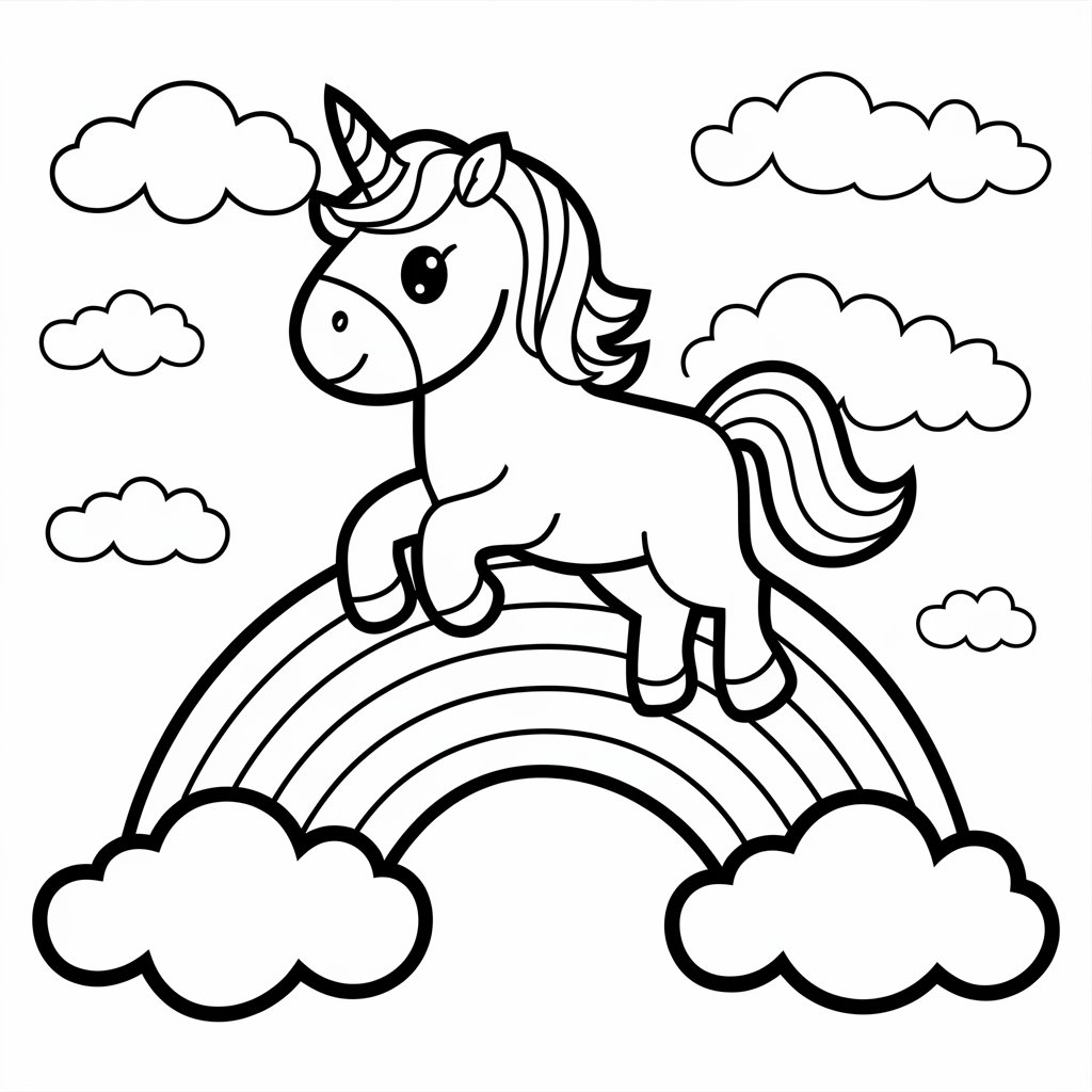 eenhoorn kleurplaat regenboog