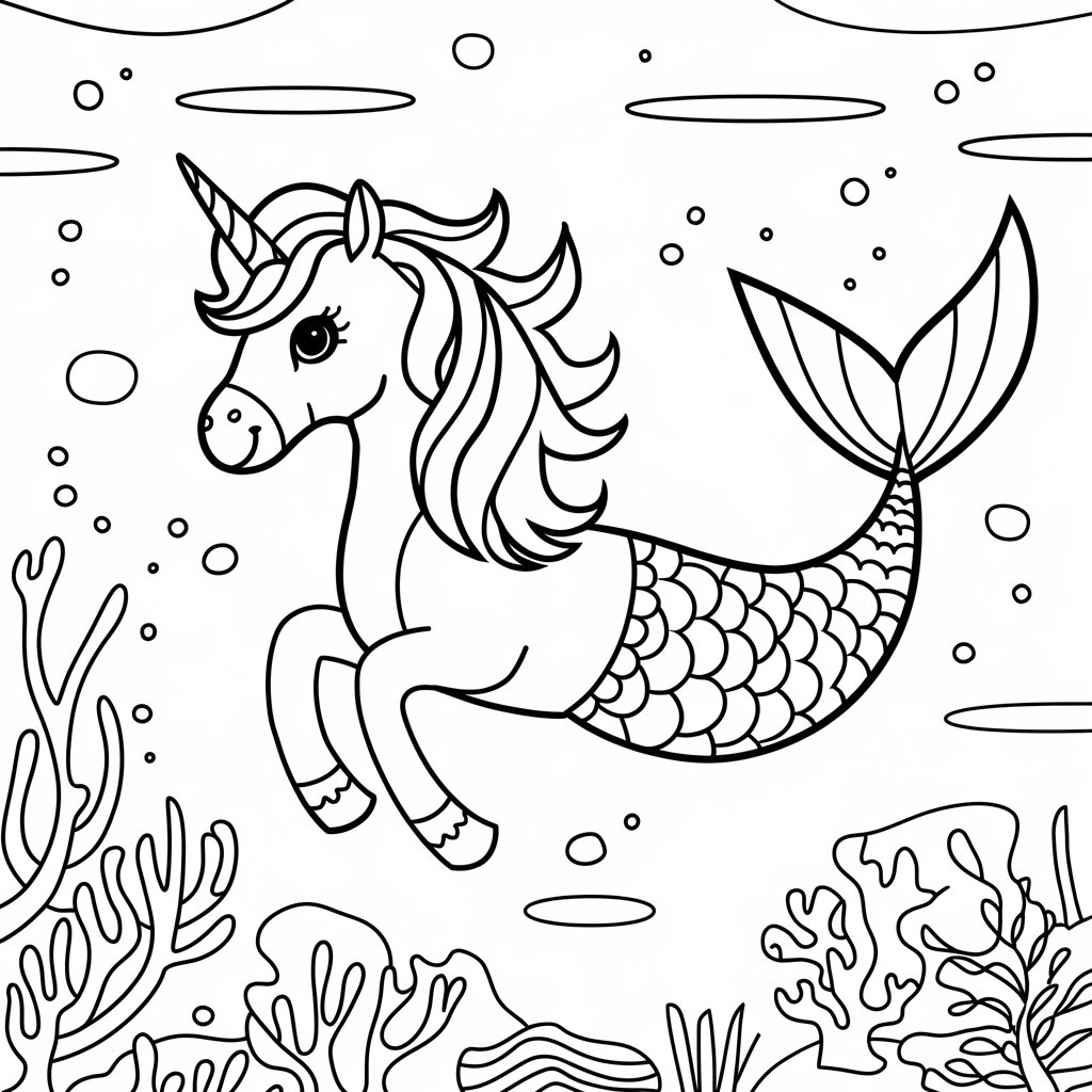 eenhoorn zeemeermin kleurplaat