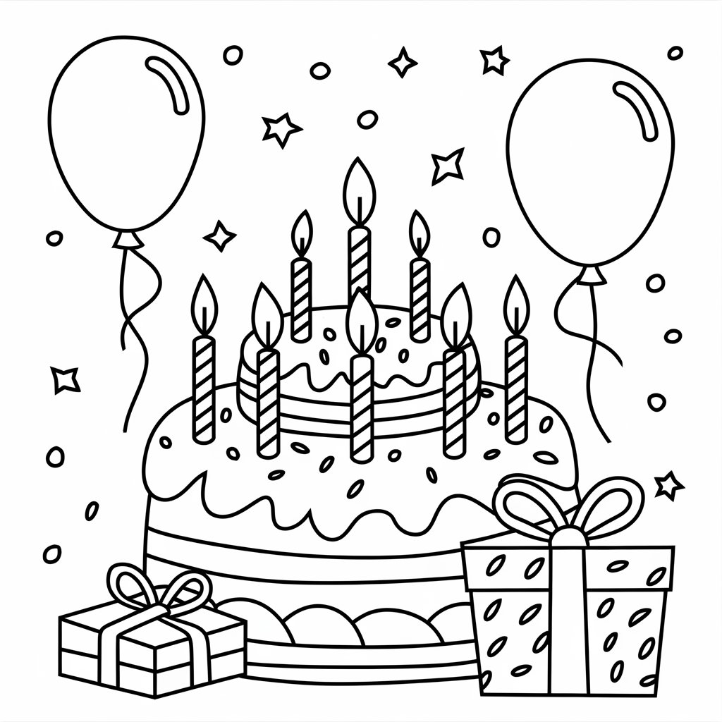 boyama doğum günü basit