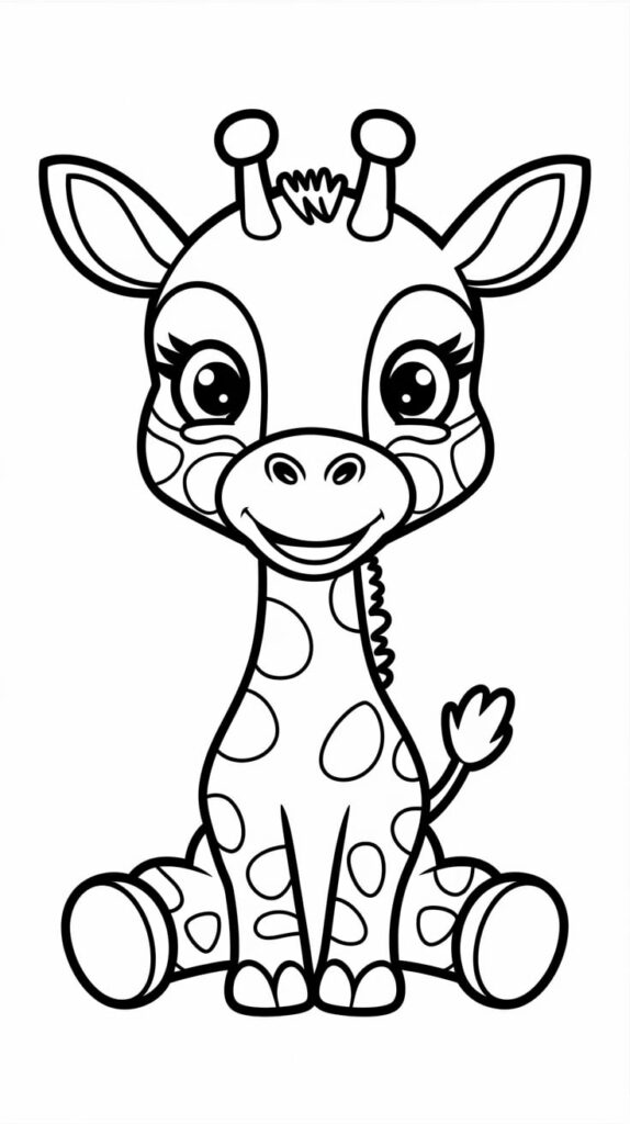 cute easy giraffe coloring pages