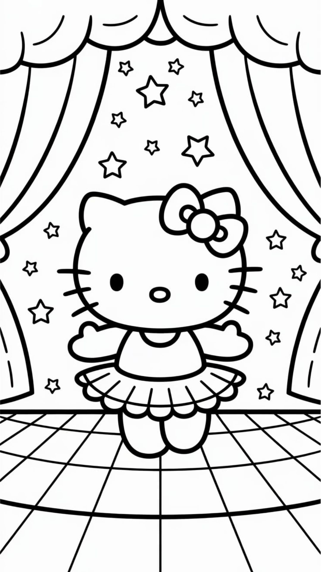 hello kitty ballerina kleurplaat