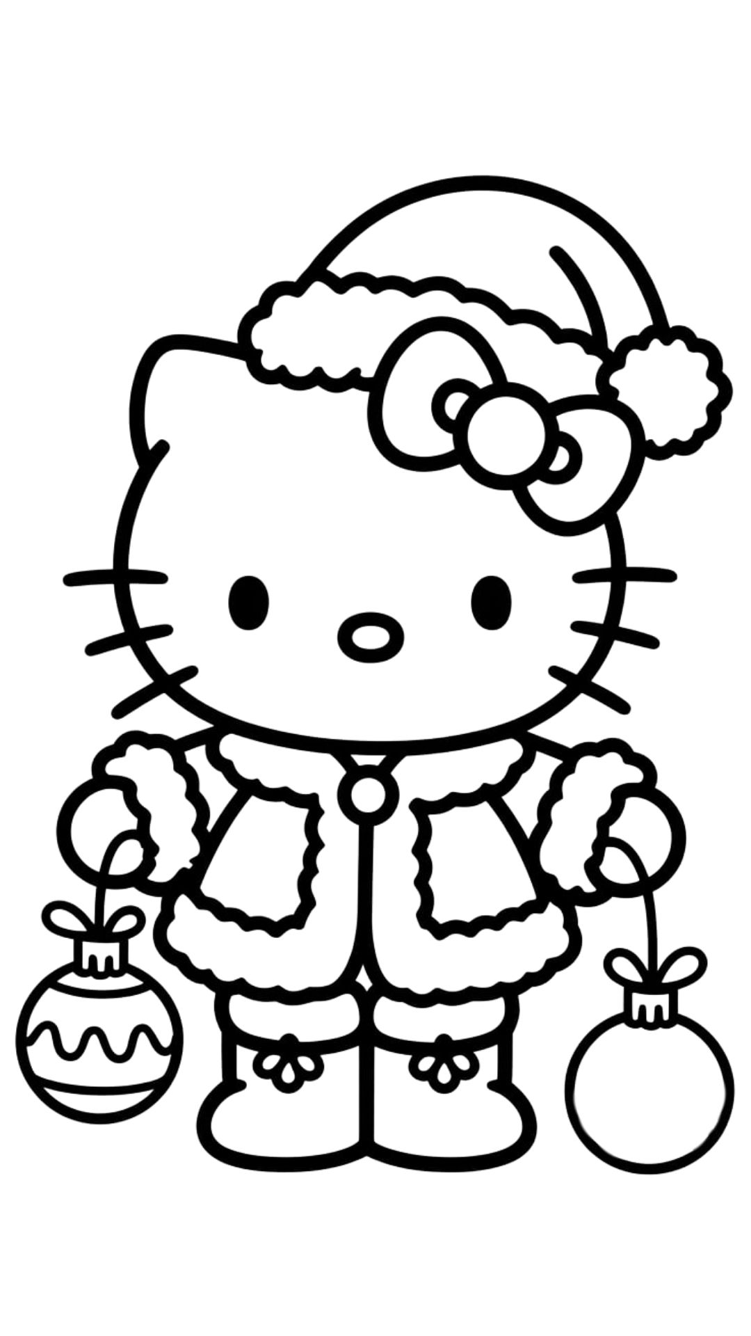 hello kitty kleurplaat kerst