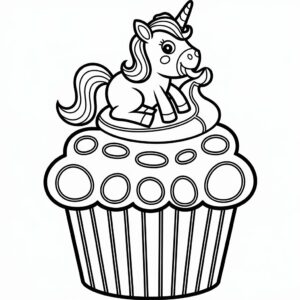 kleurplaat cupcake eenhoorn