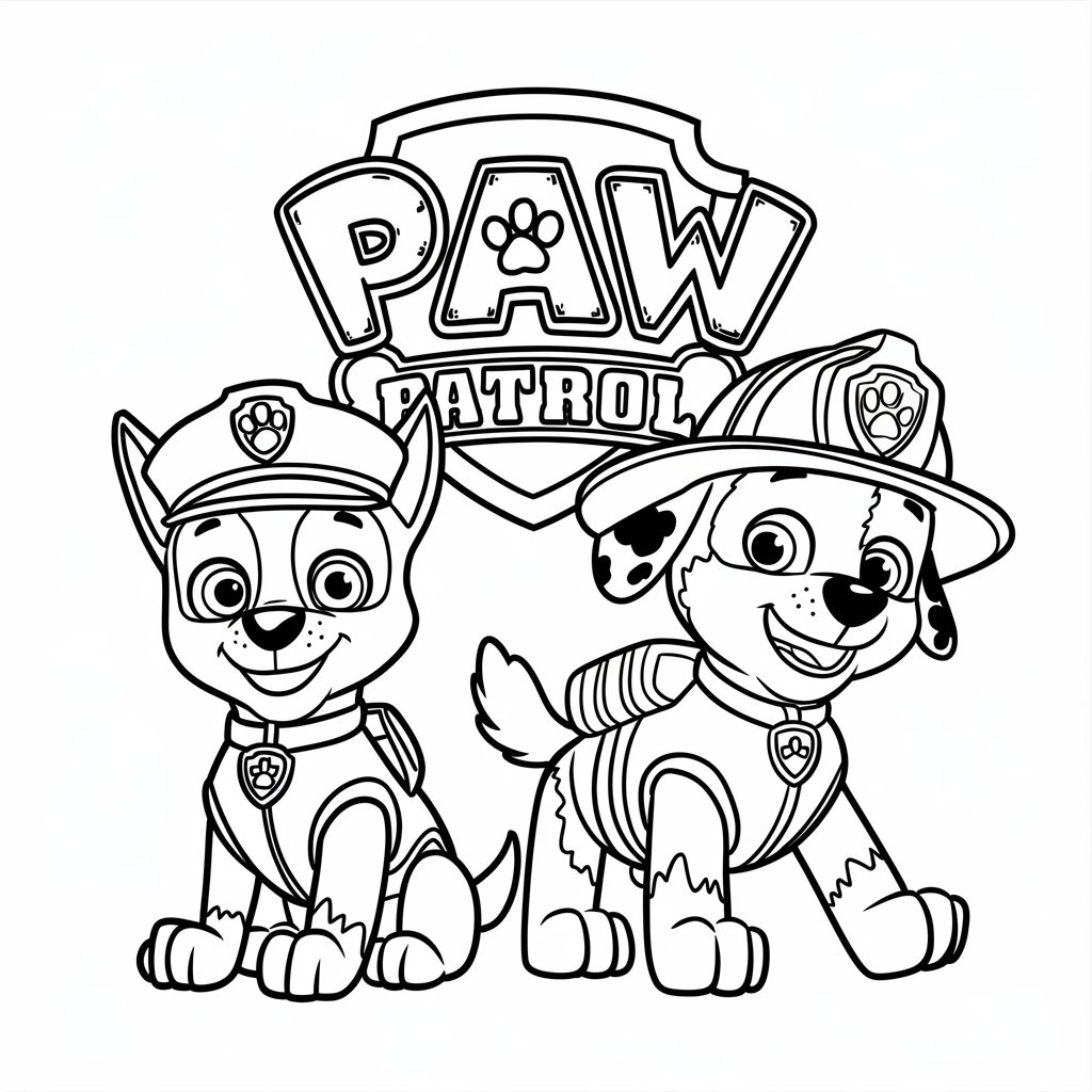 kleurplaat kerst paw patrol