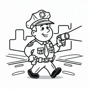 coloring page of a police officer