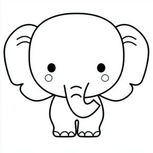 kleurplaat olifant cute