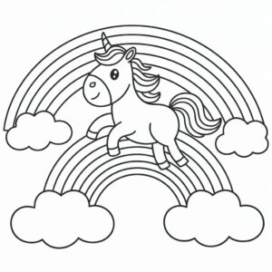 kleurplaten unicorn regenboog printen