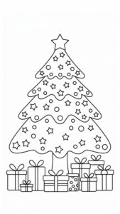 ausmalbilder weihnachtsbaum mit geschenken