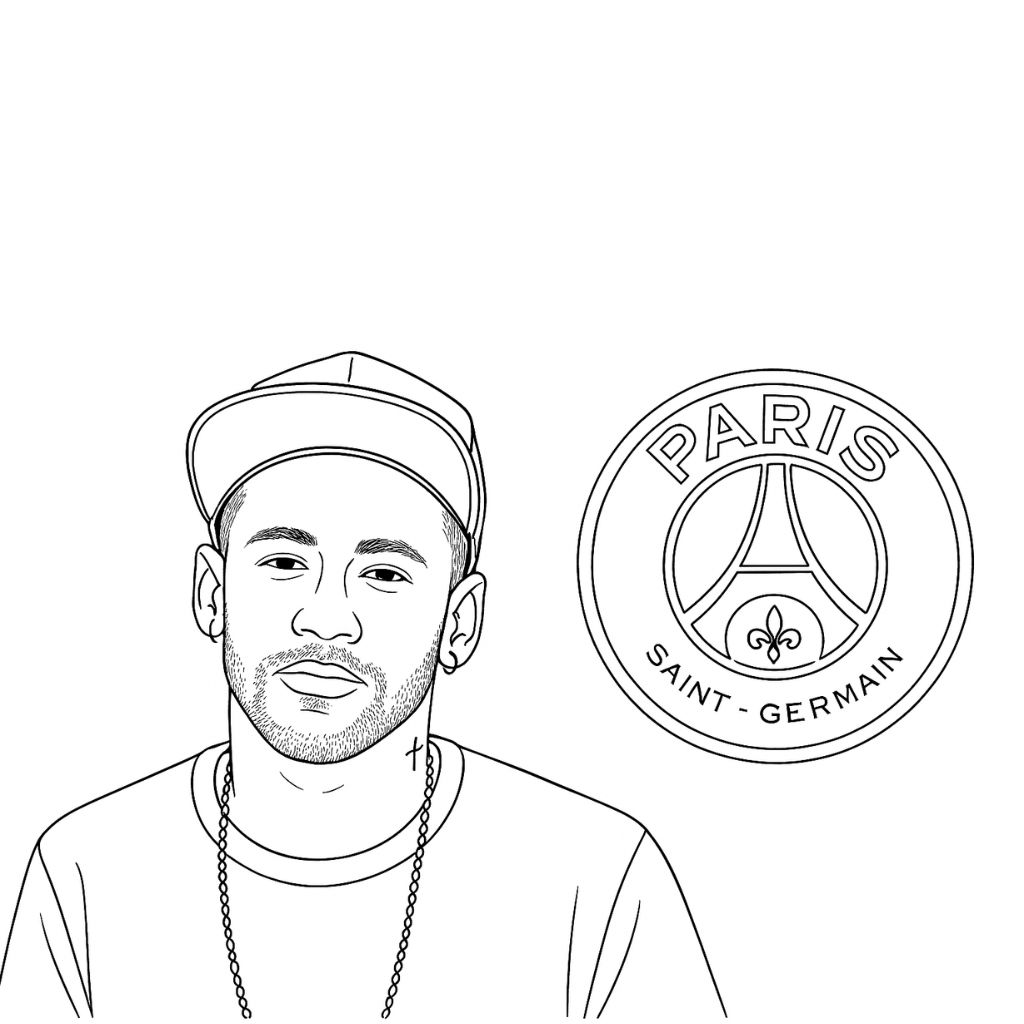 kleurplaten voetbal neymar