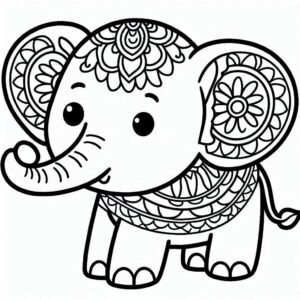 mandala kleurplaat olifant